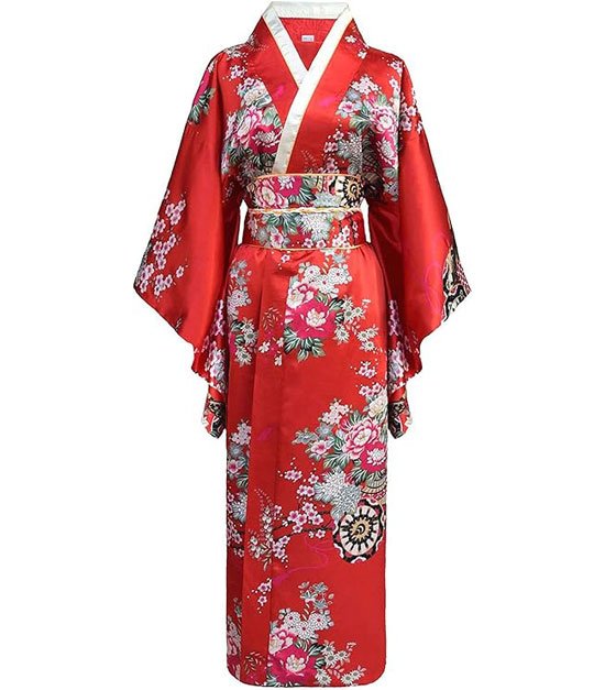 Kimono Rojo Japonés para Mujer Bon Amixyl