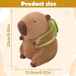 Kawaii Kapibara Peluche de peluche suave Kapibara con mochila en tortuga
